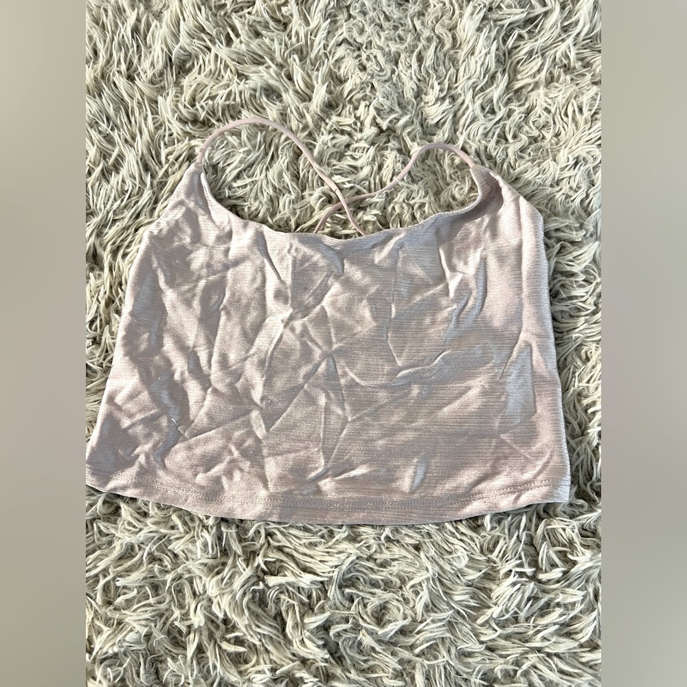 Light purple satin crop top with tie back